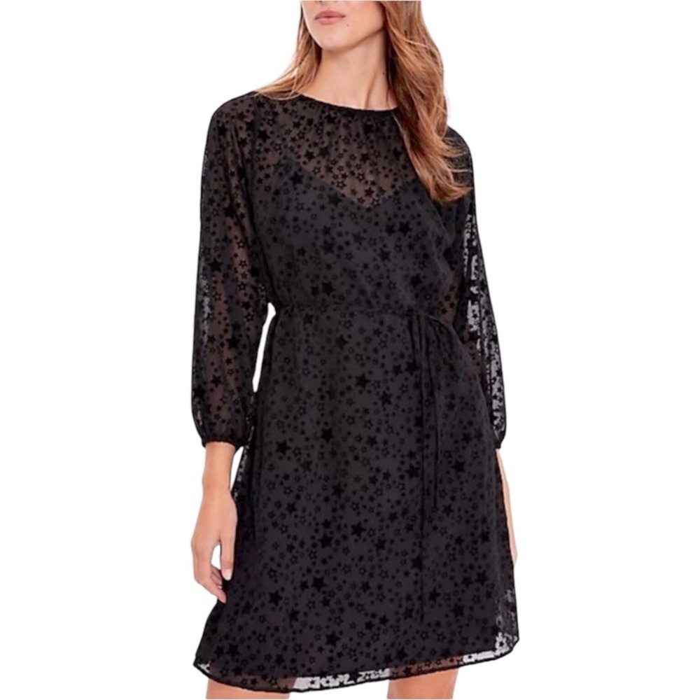 Loft Velvet Star Burnout Long Sleeve Dress Size Small NWT